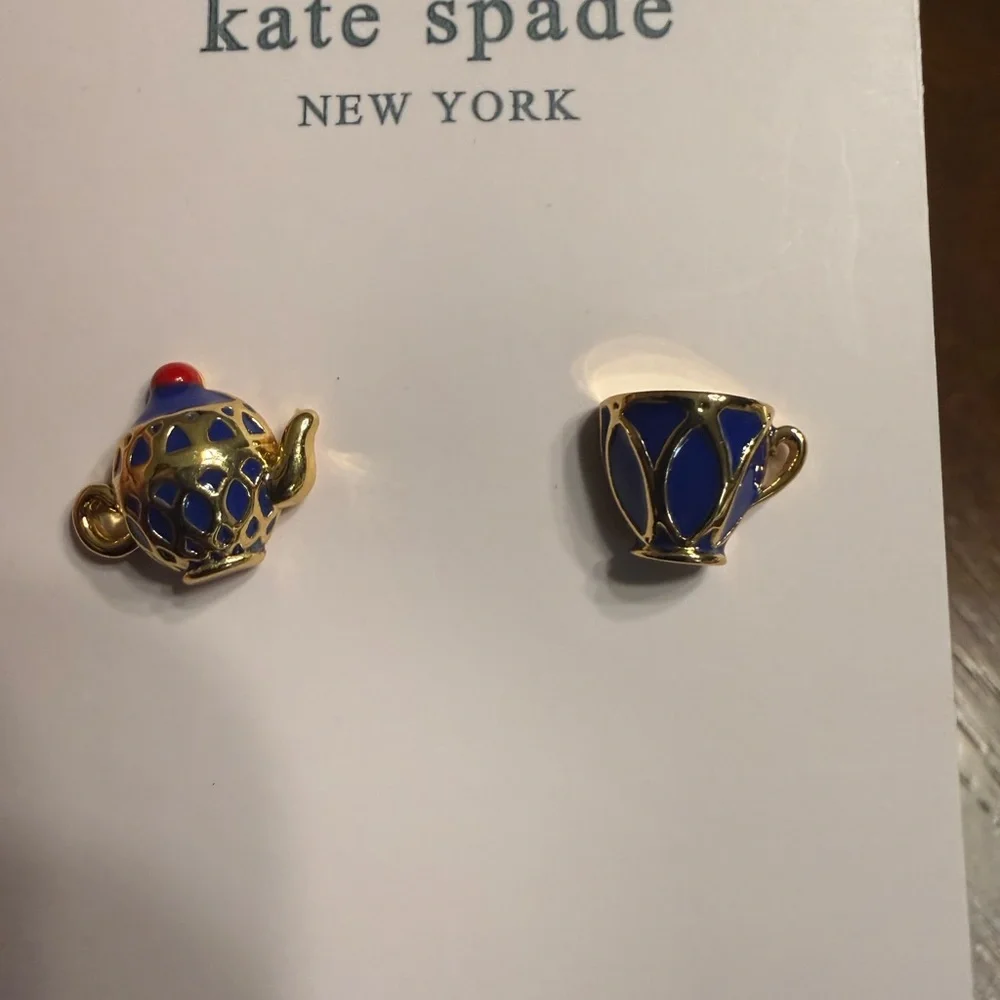 Kate Spade Teapot & Teacup Stud Earrings New York Teatime